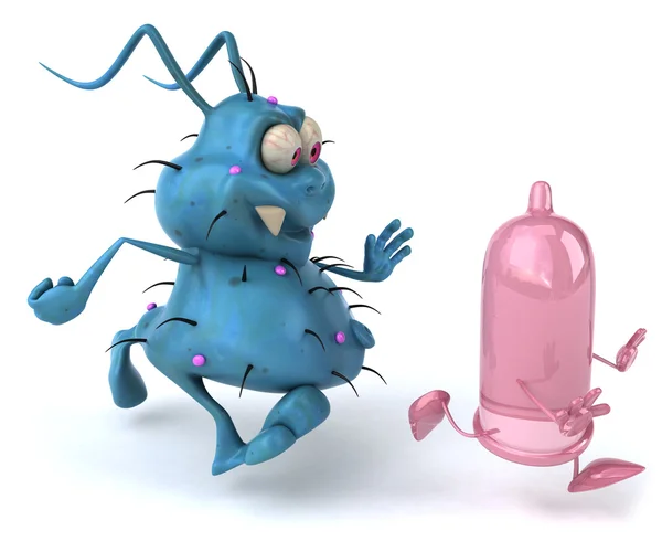 Condom and virus — Stock Photo, Image