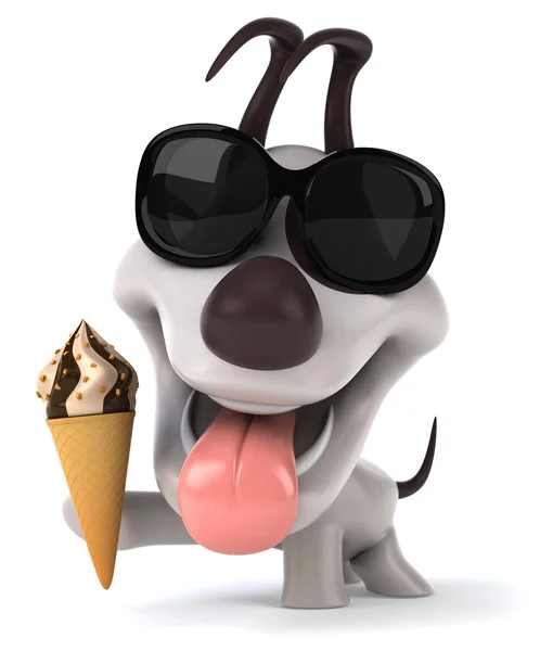 Dog and ice cream — Stock Photo, Image