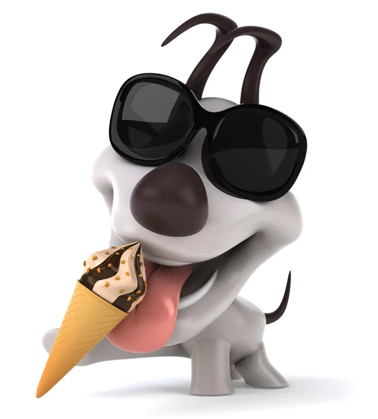 Dog and ice cream — Stock Photo, Image