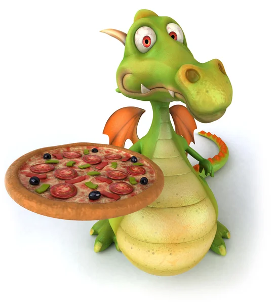 Dragon ve pizza — Stok fotoğraf