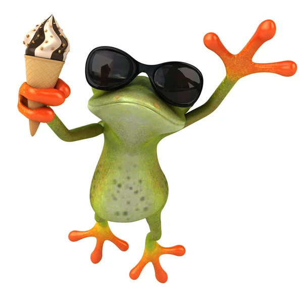 Frog with ice cream — Stock Photo, Image