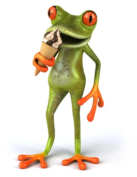 Frog with ice cream — Stock Photo, Image