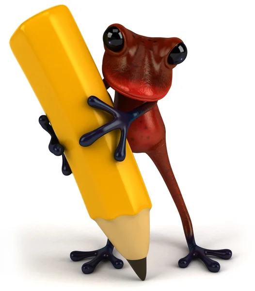 Grenouille avec un crayon — Photo