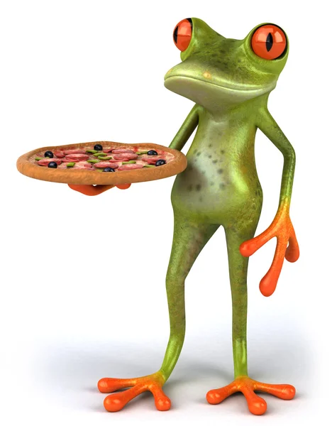 青蛙吃披萨 — 图库照片