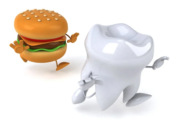 Tooth and burger — Stock Photo, Image