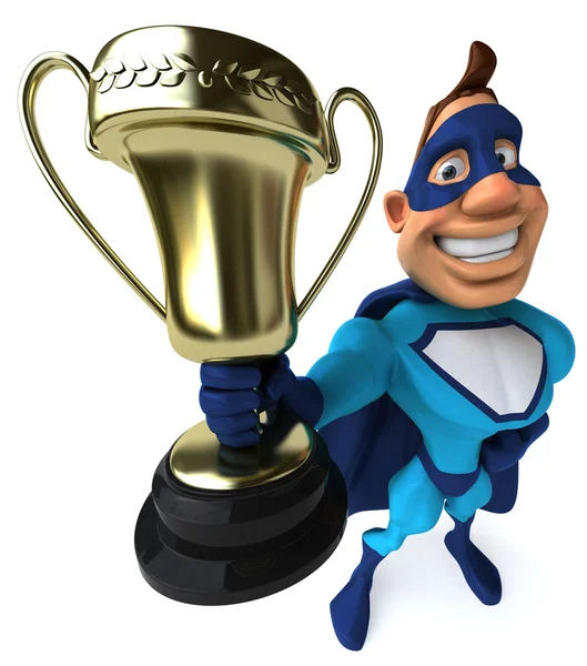 Superhero with trophy — Stock Photo, Image