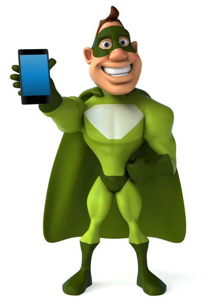 Superheld met Tablet PC — Stockfoto