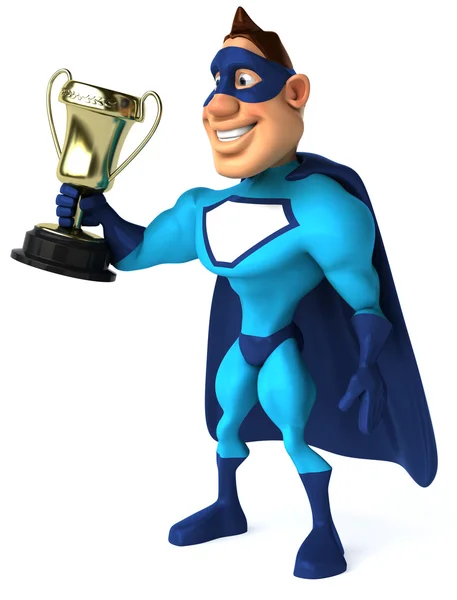 Супергерой с трофеем — стоковое фото