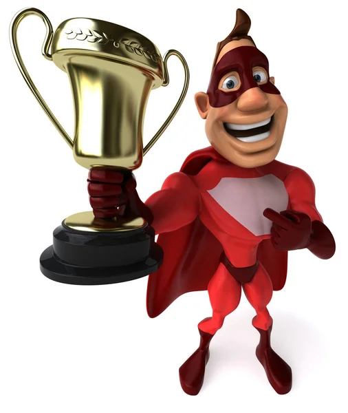 Super-herói com troféu — Fotografia de Stock