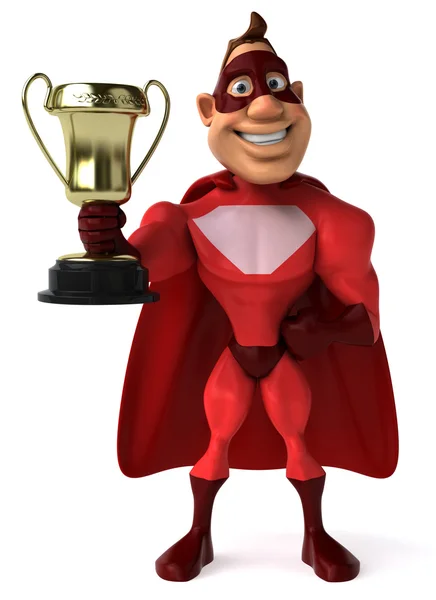 Superhero with trophy — Stock Photo, Image