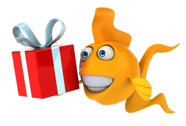 Zlaté rybky s dárek — Stock fotografie