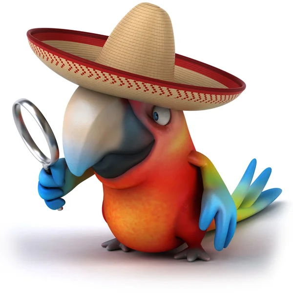 Parrot in sombrero hat — Stock Photo, Image