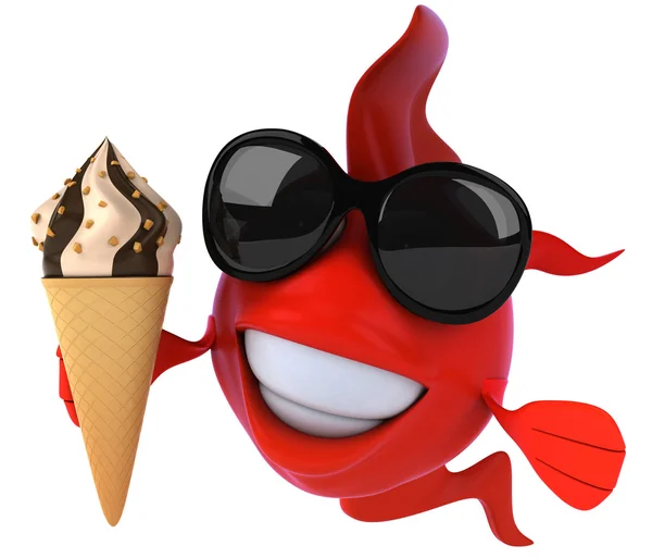 Red fish with ice cream — Stock Photo, Image