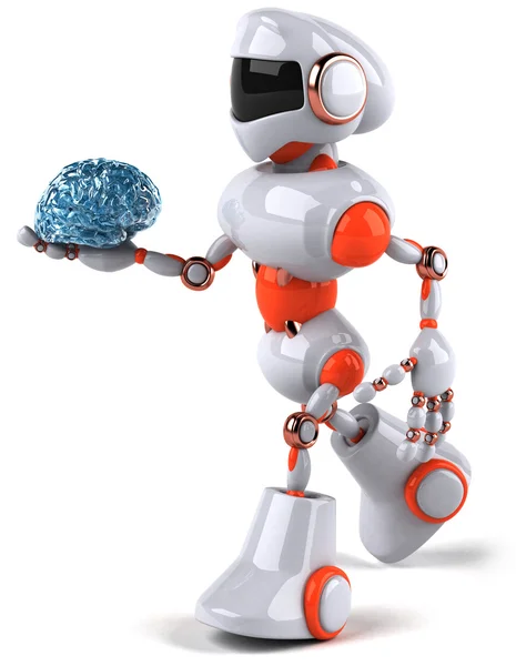 Roboter hält ein Gehirn — Stockfoto