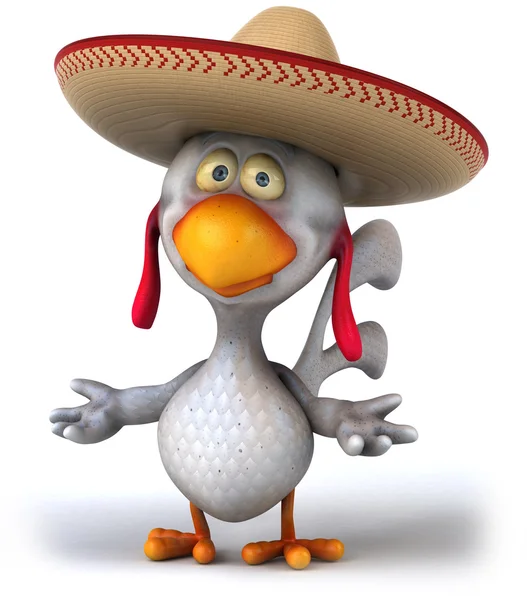 Chicken in sombrero hat — Stock Photo, Image