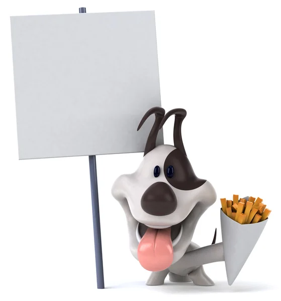 Zábavný pes s hranolky — Stock fotografie