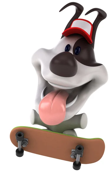 Веселая собака на скейтборде — стоковое фото