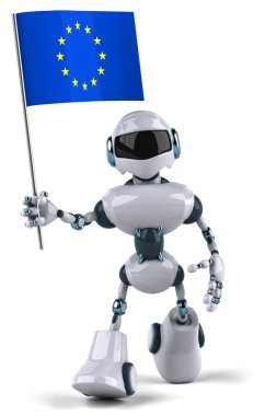 robot ile Avrupa Birliği bayrağı