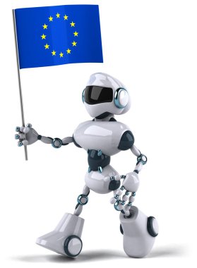robot ile Avrupa Birliği bayrağı