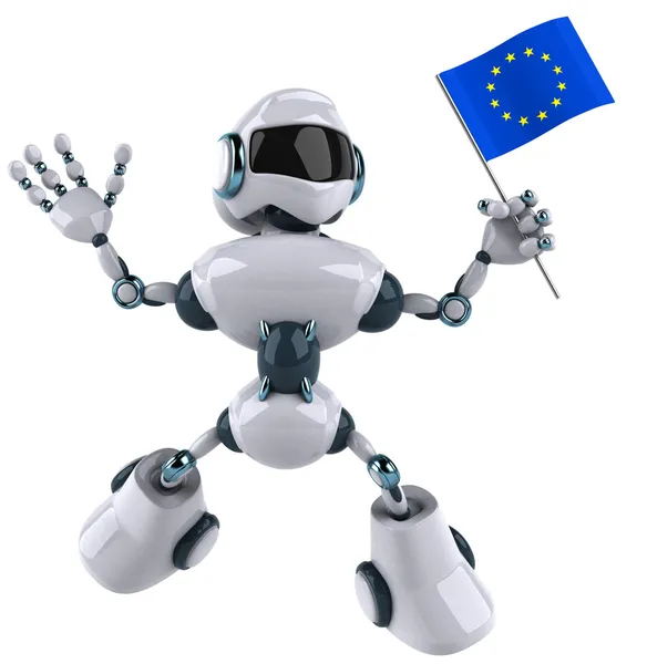 Robô com bandeira da União Europeia — Fotografia de Stock