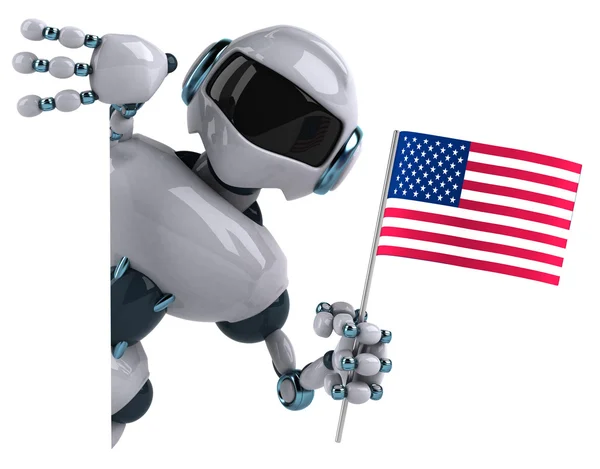 Roboter mit US-Flagge — Stockfoto