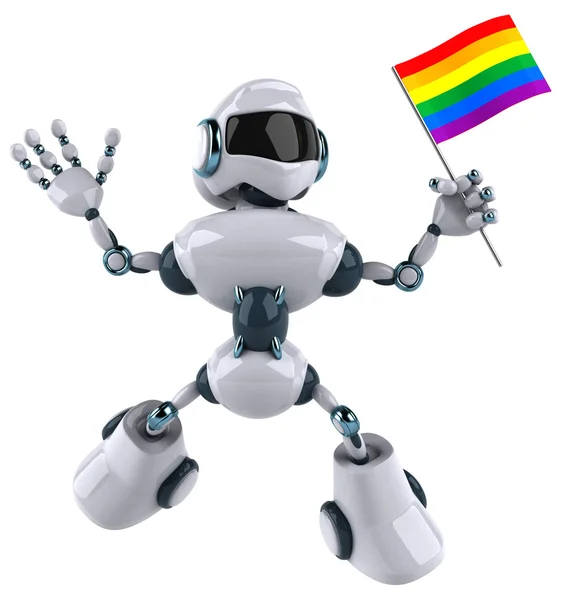 Robot con bandiera gay — Foto Stock