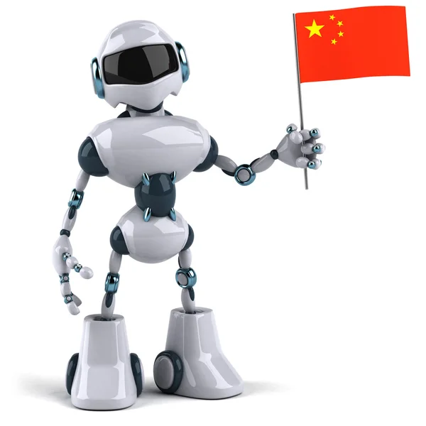 Robot con bandera de China — Foto de Stock