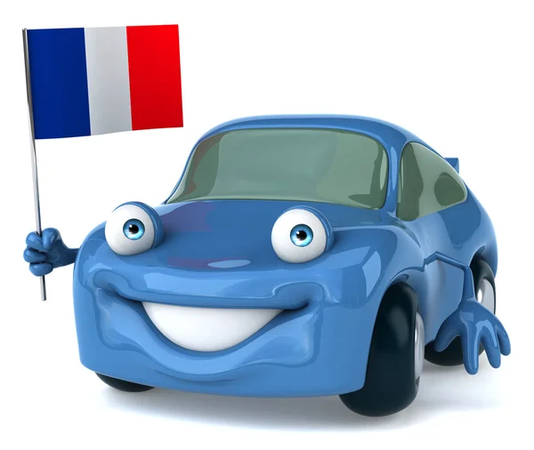 Voiture avec drapeau français — Photo