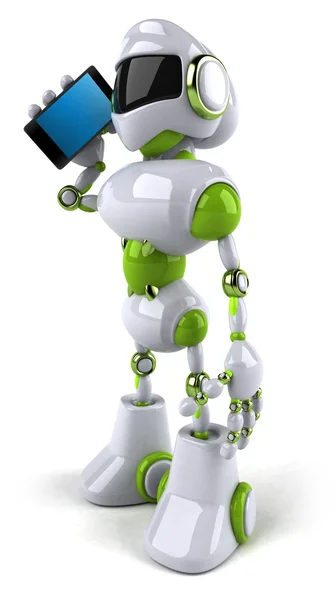 Robot ze smartfonem — Zdjęcie stockowe