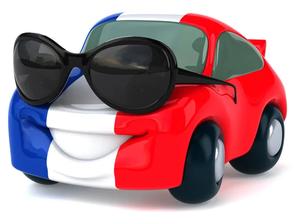 Машина с французским флагом на ней — стоковое фото