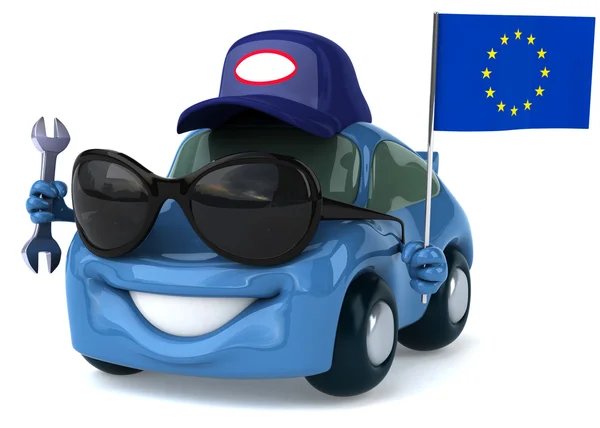 Bil med Europeiska unionens flagga — Stockfoto