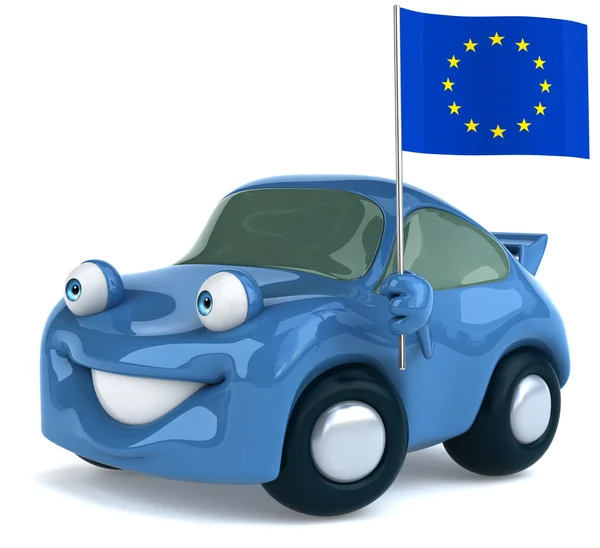 Coche con bandera de la Unión Europea —  Fotos de Stock