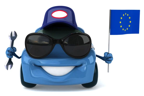欧州連合の旗が付いている車 — ストック写真