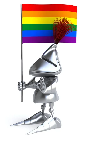 Ritter mit schwuler Regenbogenflagge — Stockfoto