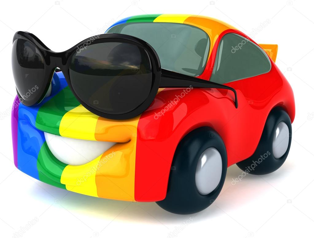 ゲイのフラグが付いている車 ストック写真 C Julos