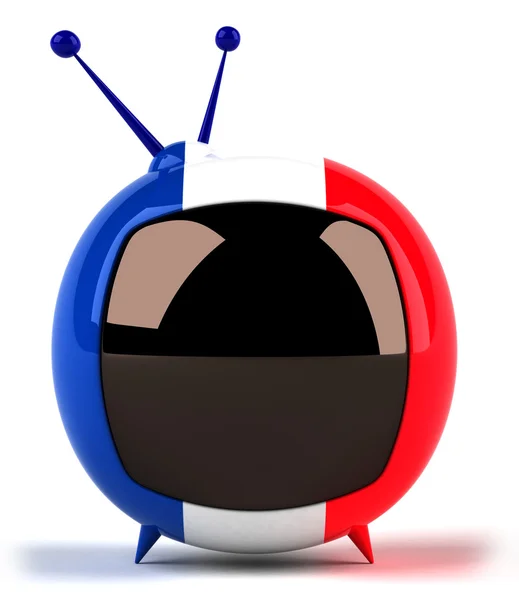 TV met Franse vlag aan het — Stockfoto
