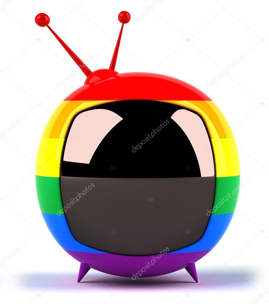 TV set with gay flag on it