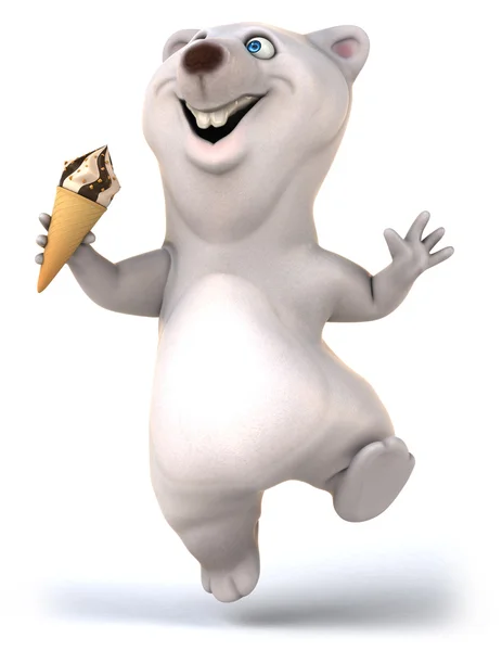 White bear with icecream — Stock Photo, Image