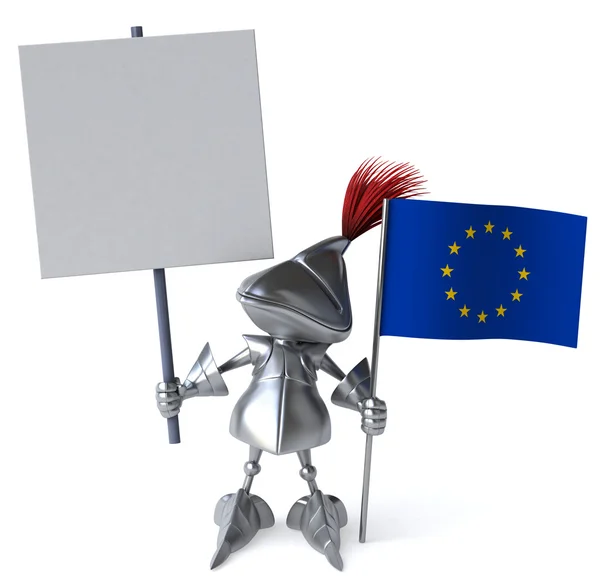 Cavaleiro com bandeira da União Europeia — Fotografia de Stock
