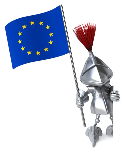 Cavaleiro com bandeira da União Europeia — Fotografia de Stock