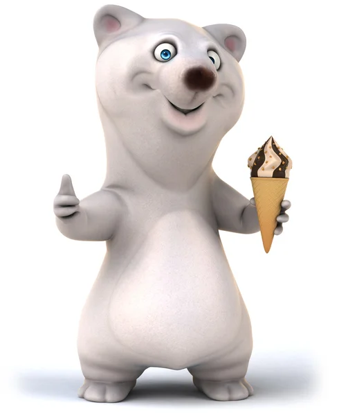 White bear with icecream — Stock Photo, Image