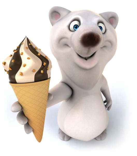 White bear with icecream — Stock Photo, Image