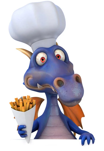 Dragon chef-kok 3d illustratie — Stockfoto