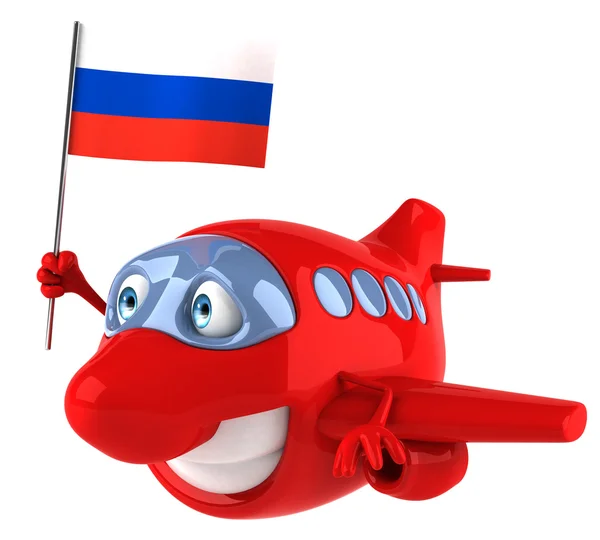 Plane with Russian flag — Stock Photo, Image
