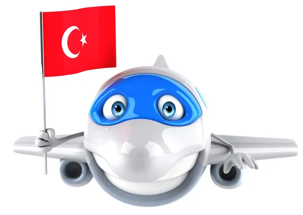 Vliegtuig met Turkse vlag — Stockfoto
