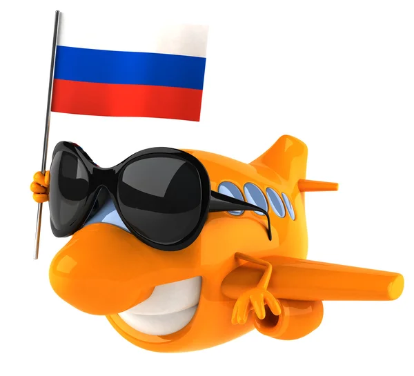Самолет с российским флагом — стоковое фото