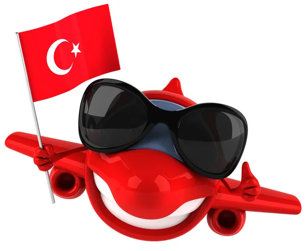 Plane with Turkish flag — Stock Photo, Image