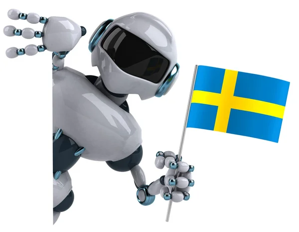 Robot Swedish flag — Stock Photo, Image