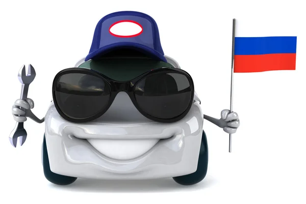 Car with Russian flag — Stock Photo, Image