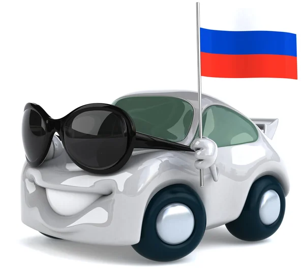 Coche con bandera rusa — Foto de Stock